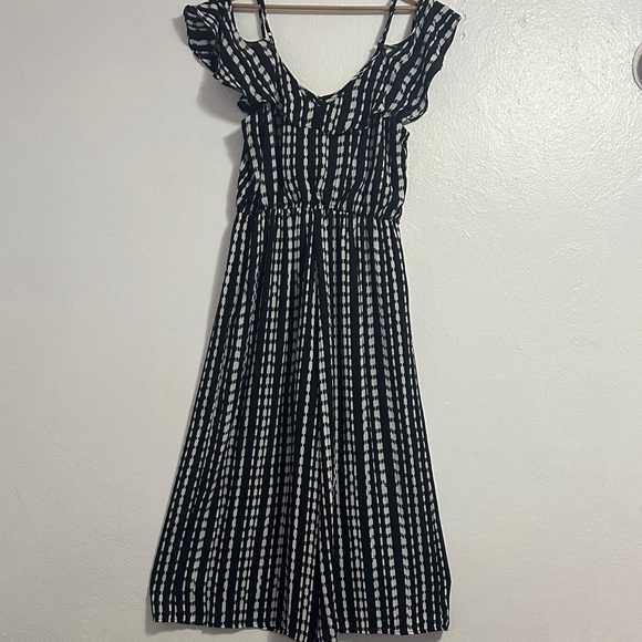 Lily White Pants - Lily White Black and White Striped Jumpsuit